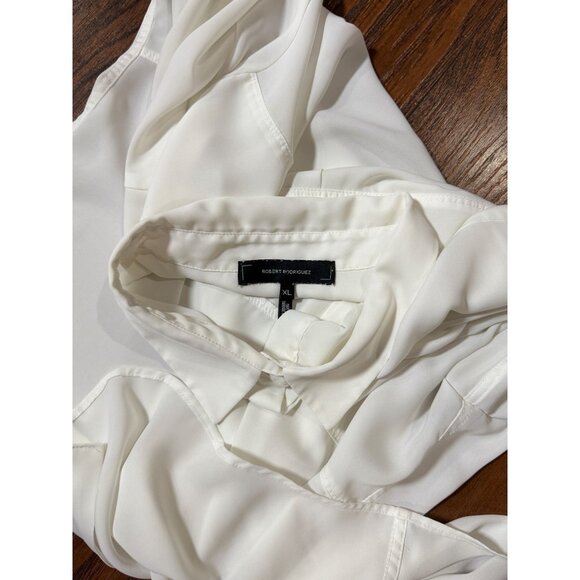 Robert Rodriguez Womens White Button-Up Blouse Size XL Classic Elegant Wear - Picture 9 of 9